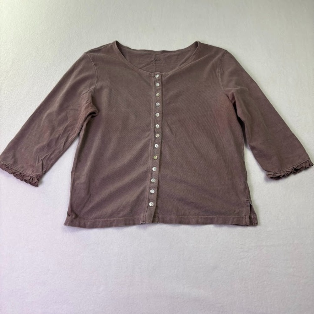 J. Jill "Vintage Cardigan" Women's Size Small Maeve Pink Ruffled Sleeves